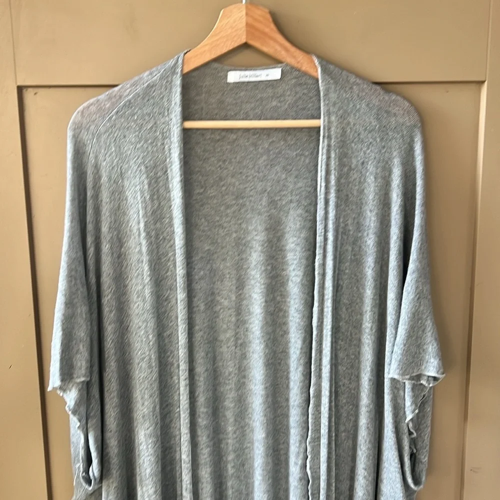 Julie Billiart Sz M Stretch Jersey Knit Light Weight Gray Kimono Lettuce Hem - Picture 2 of 8